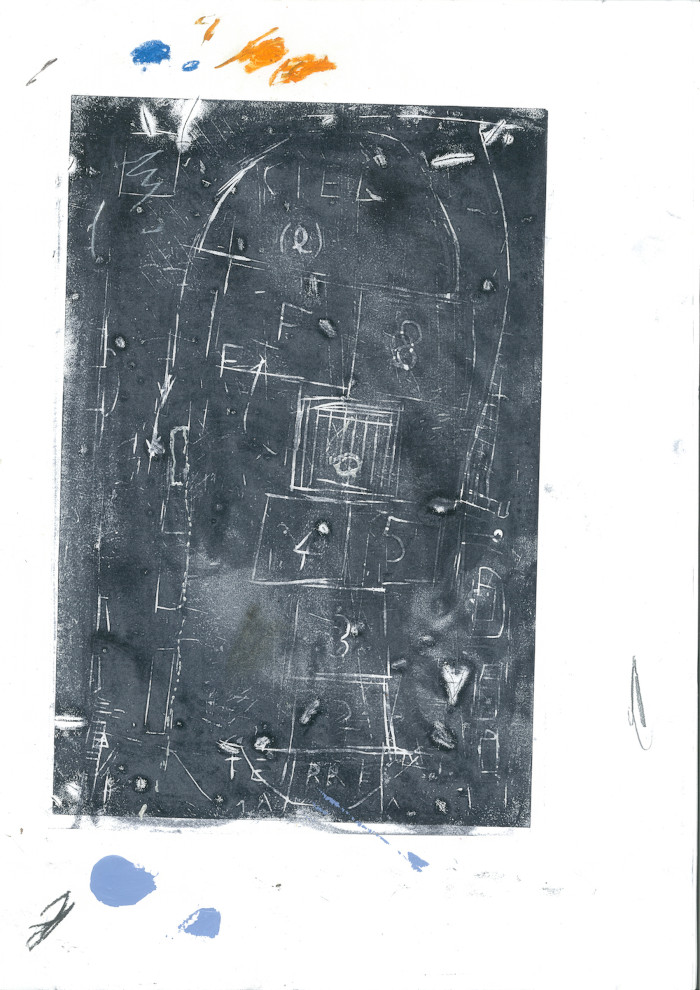 Street games, 2014 Linocut and mixed media on paper, 50 x 35 cm