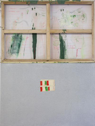 Welcome to Pizza Vesuvio, 2015 Assemblage Acrylic, pencils and my son’s drawing on canvas. 125 x 90 cm